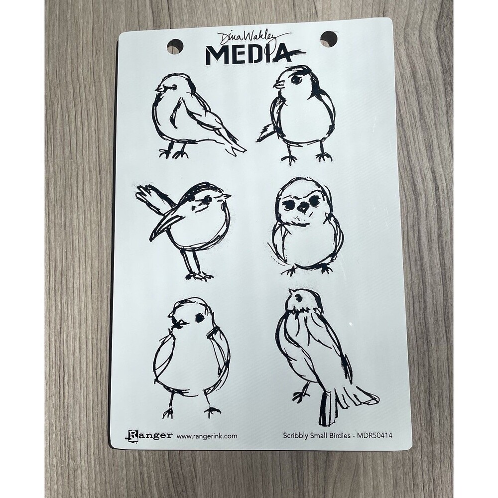 Ranger Dina Wakley Media Cling Stamps 6"X9"-Scribbly Small Birdies